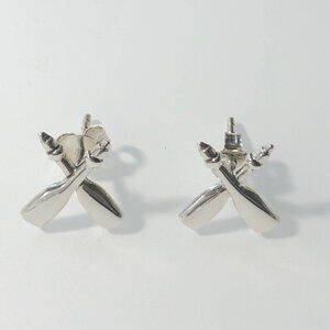 Sterling Silver Crossed Oars Stud Earrings, unisex jewelry